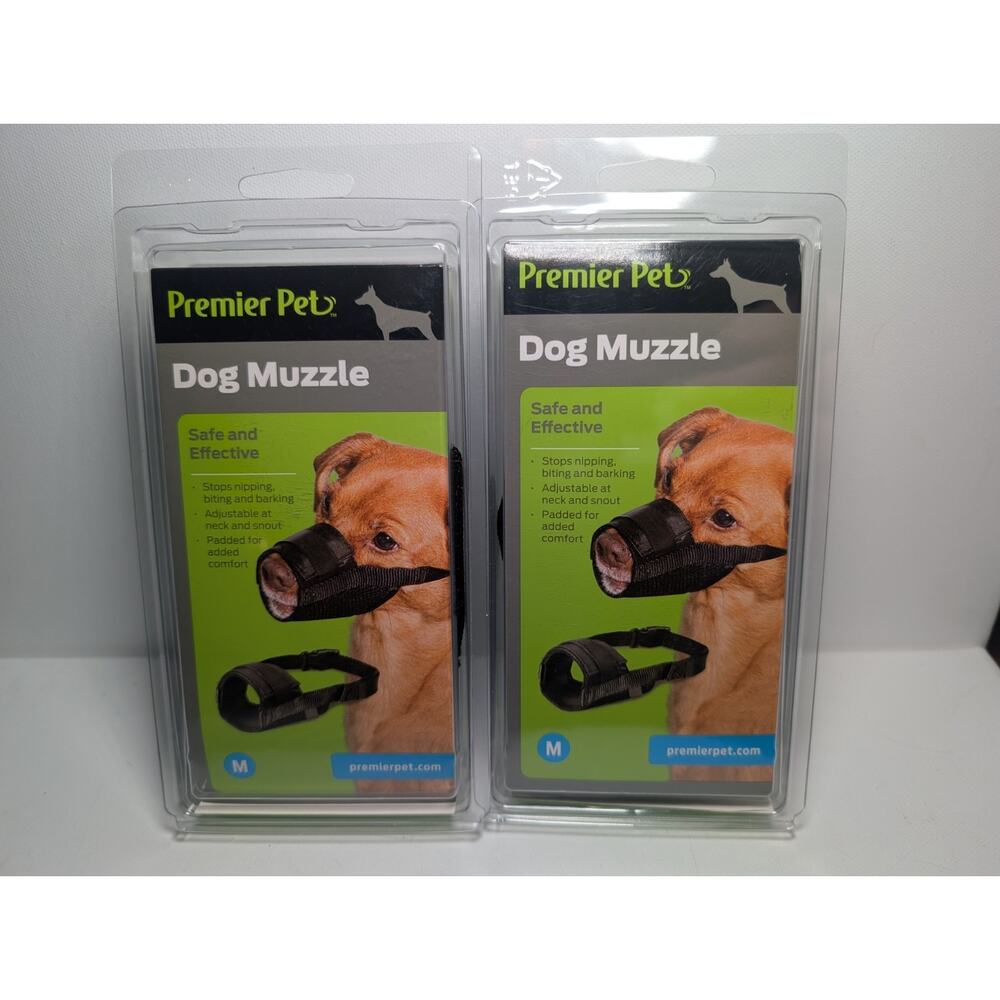 Lot of 2 Premier Pet Dog Muzzle Medium Adjustable Black Safe Effective